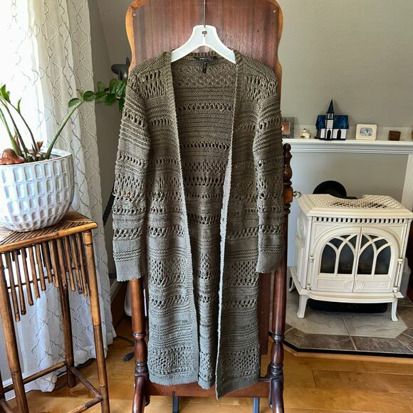 BCBGMAXAZRIA Sweaters - Bcbgmaxazria Women Open Stitch Duster Cardigan Dark Olive size Small